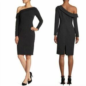 ALEXIA ADMOR One Shoulder Black Dress M D2825 Long Sleeve Holiday Christmas NWT